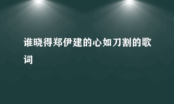 谁晓得郑伊建的心如刀割的歌词