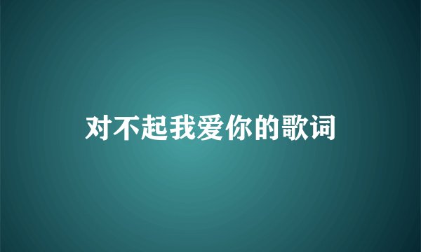 对不起我爱你的歌词