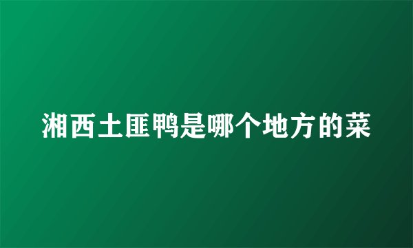 湘西土匪鸭是哪个地方的菜