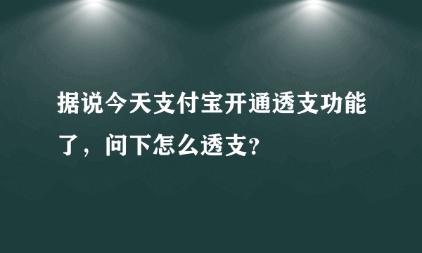据说今天支付宝开通透支功能了，问下怎么透支？