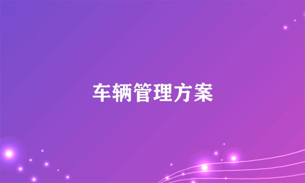 车辆管理方案