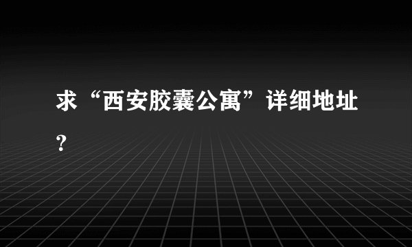求“西安胶囊公寓”详细地址？