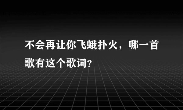 不会再让你飞蛾扑火，哪一首歌有这个歌词？