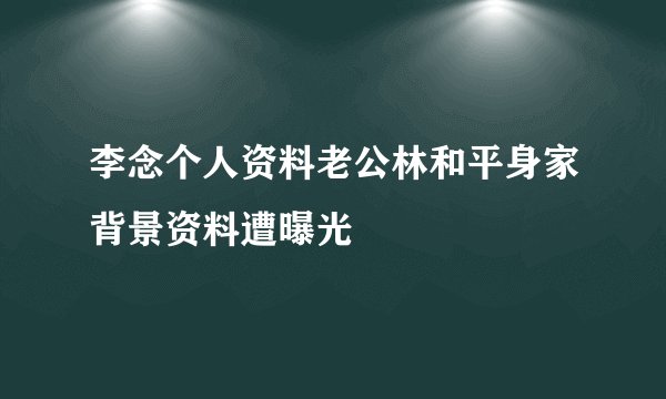李念个人资料老公林和平身家背景资料遭曝光