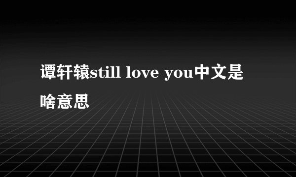 谭轩辕still love you中文是啥意思