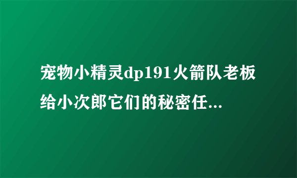 宠物小精灵dp191火箭队老板给小次郎它们的秘密任务是啥呀？