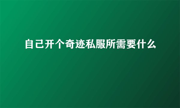 自己开个奇迹私服所需要什么