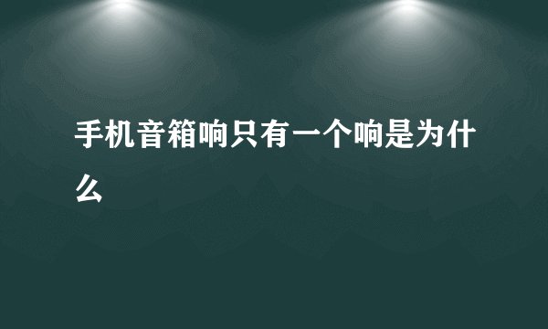 手机音箱响只有一个响是为什么