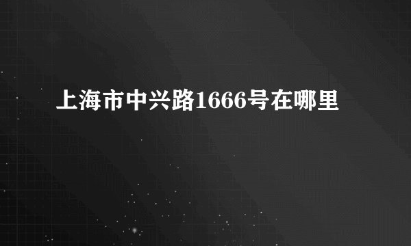 上海市中兴路1666号在哪里