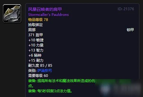 《魔兽世界怀旧服》风暴召唤者的肩甲属性是什么 风暴召唤者的肩甲介绍