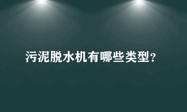 污泥脱水机有哪些类型？