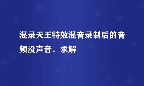 混录天王特效混音录制后的音频没声音，求解