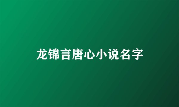 龙锦言唐心小说名字