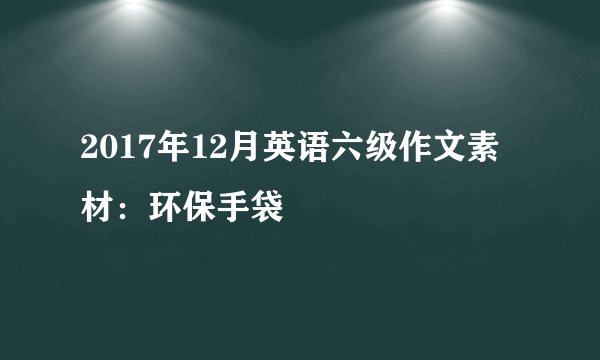 2017年12月英语六级作文素材:环保手袋