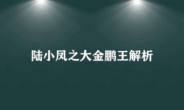 陆小凤之大金鹏王解析