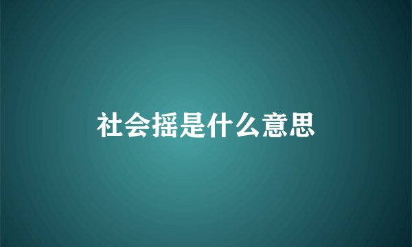 社会摇是什么意思