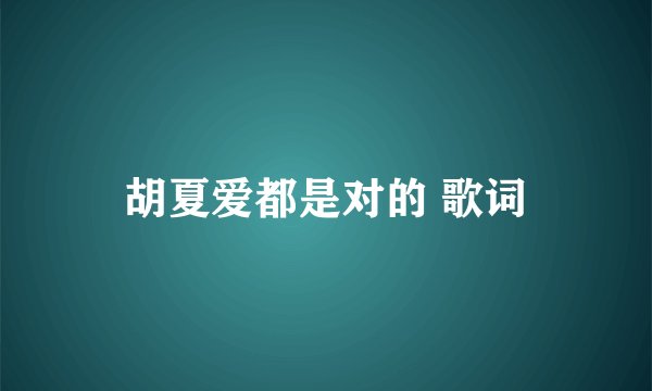 胡夏爱都是对的 歌词