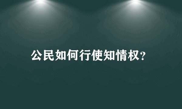 公民如何行使知情权？