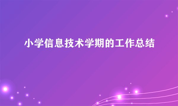 小学信息技术学期的工作总结