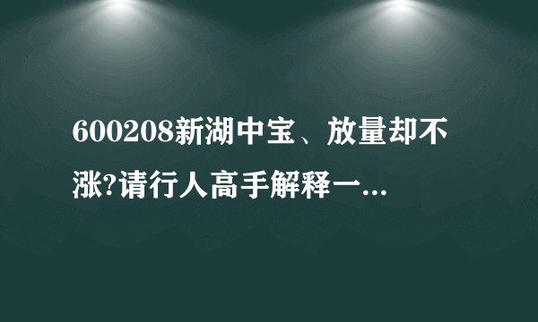 600208新湖中宝、放量却不涨?请行人高手解释一下、谢谢？