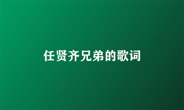 任贤齐兄弟的歌词