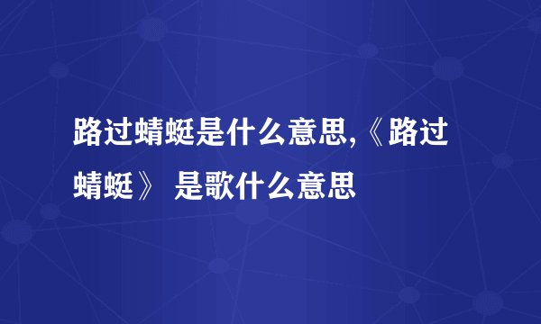路过蜻蜓是什么意思,《路过蜻蜓》 是歌什么意思