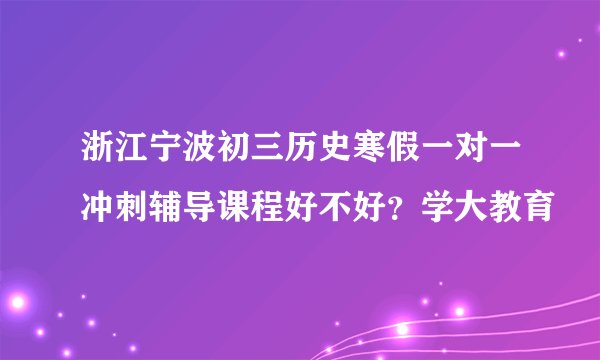 浙江宁波初三历史寒假一对一冲刺辅导课程好不好?学大教育