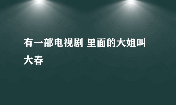 有一部电视剧 里面的大姐叫大春