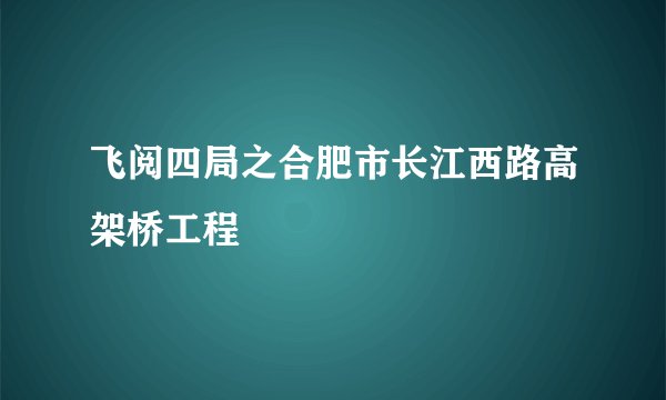 飞阅四局之合肥市长江西路高架桥工程