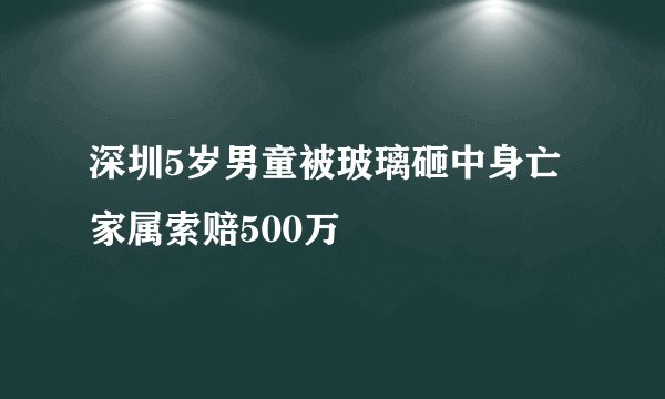 深圳5岁男童被玻璃砸中身亡家属索赔500万