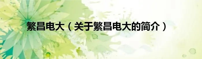 繁昌电大（关于繁昌电大的简介）