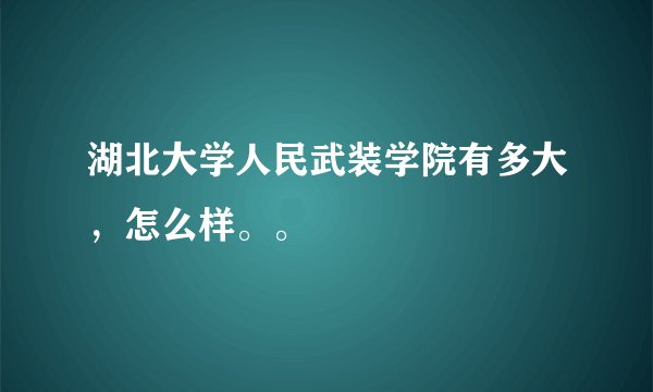 湖北大学人民武装学院有多大，怎么样。。