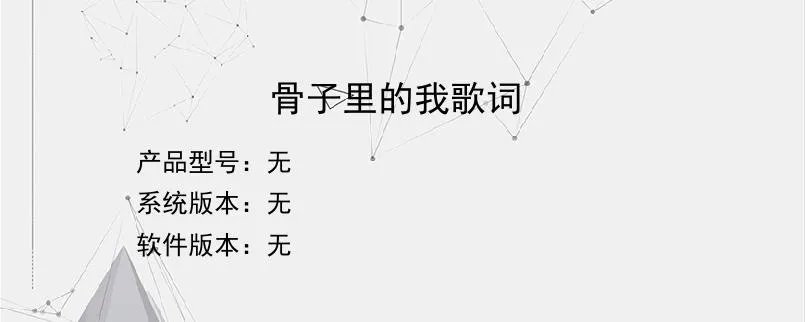 骨子里的我歌词？