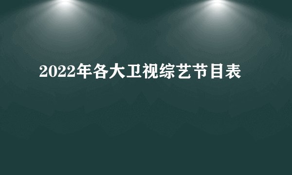 2022年各大卫视综艺节目表
