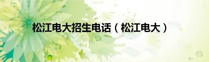 松江电大招生电话（松江电大）