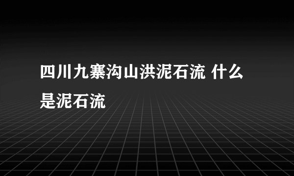 四川九寨沟山洪泥石流 什么是泥石流