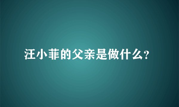 汪小菲的父亲是做什么？