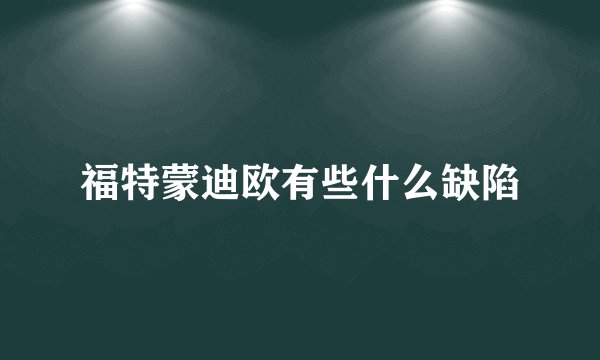 福特蒙迪欧有些什么缺陷