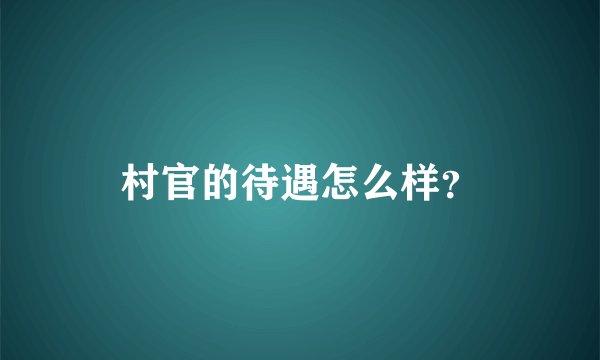 村官的待遇怎么样？