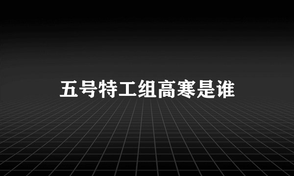 五号特工组高寒是谁