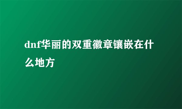 dnf华丽的双重徽章镶嵌在什么地方