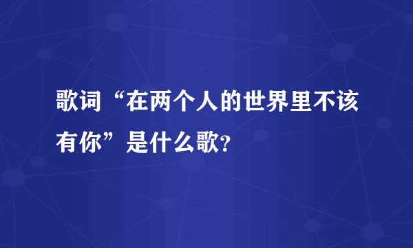歌词“在两个人的世界里不该有你”是什么歌？