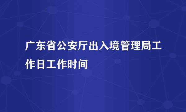 广东省公安厅出入境管理局工作日工作时间