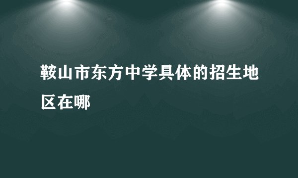 鞍山市东方中学具体的招生地区在哪