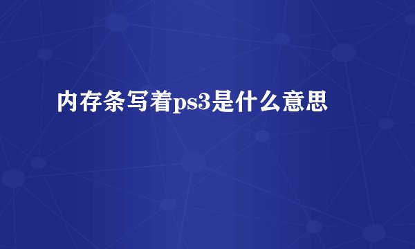内存条写着ps3是什么意思