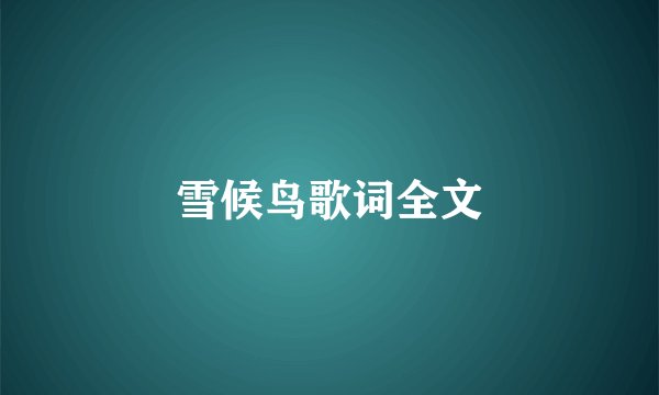 雪候鸟歌词全文