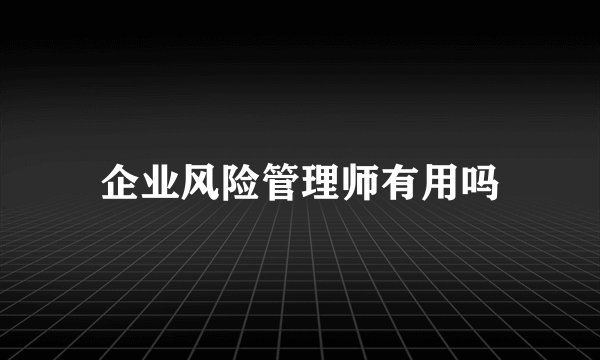 企业风险管理师有用吗