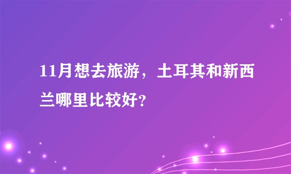 11月想去旅游，土耳其和新西兰哪里比较好？