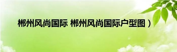 郴州风尚国际 郴州风尚国际户型图）