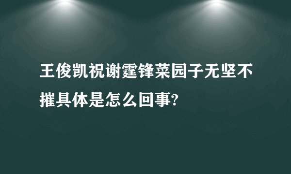 王俊凯祝谢霆锋菜园子无坚不摧具体是怎么回事?